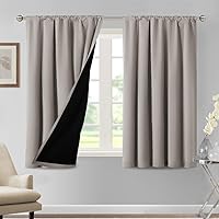 H.VERSAILTEX 100% Blackout Curtains for Bedroom Thermal Insulated Curtains & Drapes Blackout Curtains 54 Inches Long Rod Pocket Curtains for Living Room with Black Liner 2 Panels Set, Warm Taupe