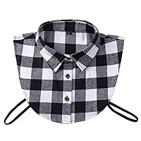 Detachable Half Shirt Blouse False Collar Cotton Plaid Shirt Collar Fake Collar Dickey Collar