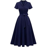 Wedtrend Women's Vintage Tea Dress, Short Sleeve Cocktail Party Dress Work Church Casual Dress