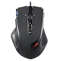 MX-2000B Programmable Laser Gaming Mouse with Adjustable Weight and RGB Backlight, Black