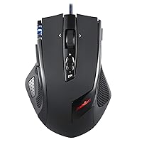 Perixx MX-2000B Programmable Laser Gaming Mouse with Adjustable Weight and RGB Backlight, Black