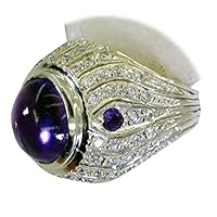 Real Amethyst Silver Ring Purple Healing February Birthstone Statement Style Size 5,6,7,8,9,10,11,12