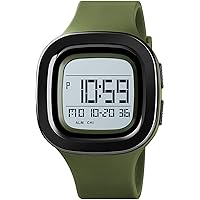 Unisex Outdoor Sports Watches LED Large Face Digital Sports Watch Military Waterproof Men Women Student Watches (B-Green)