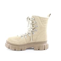 DKNY Womens Ciara Suede Lug Sole Combat & Lace-up Boots