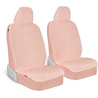 Sheepskin Car Seat Covers for Women, 2-Pack Faux Fur Car Seat Covers Front Seats Only, Cute Automotive Seat Covers For Cars for Women, Car Accessories for Women (Soft Pink)