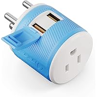 OREI India, Nepal, Maldives Travel Plug Adapter with Dual USB - USA Input - Type D (U2U-10), Will Work with Cell Phones, Camera, Laptop, Tablets, iPad, iPhone and More