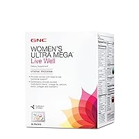 GNC Women's Ultra Mega Live Well Vitapak Program | Full Body Supplement Support | 3-Step Multivitamin System for Optimal Health | Contains Omega-3, Calcium, Biotin, Collagen & Cranberry | 30 Packs