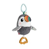 Fisher-Price Toucan Wherever Plush Toy for Strollers, Crinkle Texture Sensory Toy with Flapping Wings, Child Toy, from Birth, HNX66
