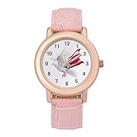 White Pigeon US Flag Women's Watches Classic Quartz Watch with Leather Strap Easy to Read Wrist Watch