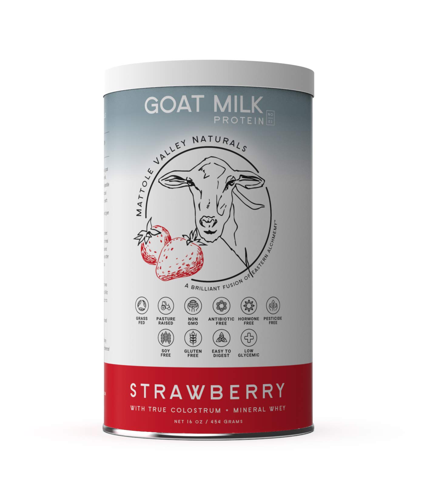 Goat Milk Protein Powder - 16 oz - Pasture-Fed - Strawberry - Gluten-Free with Probiotics and Xylitol - Natural Digestive Enzymes, Vitamin D