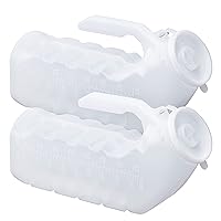 Urinals for Men Spill Proof Lids – Pack of 2 – Male Urinal with Odor-Shield Lid - Portable Plastic Pee Urine Bottle Container for Car, Travel, Elderly and Incontinence [32 oz]