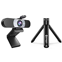 EMEET C960 1080P Webcam with Tripod, Web Camera with 2 Noise-Cancelling Microphones and Privacy Cover, 90° FOV Computer Camera, Plug & Play USB Webcam for Calls/Conference, Zoom/Skype/YouTube, Laptop