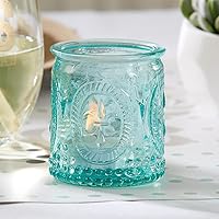 Kate Aspen Glass Tealight & Votive Candle Vintage Tea Light Holders, Set of 8, Blue