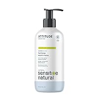 ATTITUDE Hand Soap for Sensitive Skin Enriched with Oat, EWG Verified, Dermatologically Tested, Vegan, Extra Gentle, Unscented, 16 Fl Oz