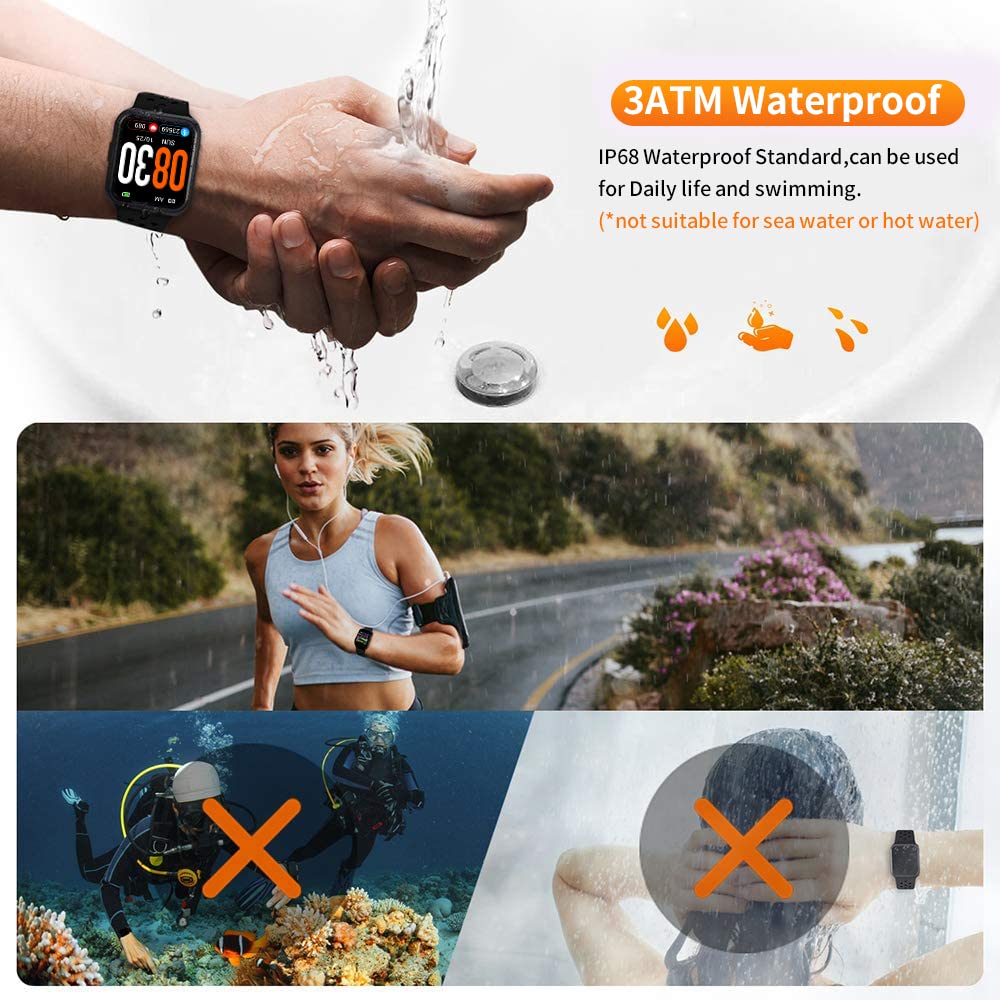 WAFA Fitness Tracker with Heart Rate Blood Pressure Monitor, Waterproof Sports Smart Watch, Bluebooth Smart Bracelet, Sleep Sports Data Monitor Activity Tracking Pedometer Watch for Kids Women and Men