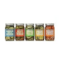 The People's Provisions - All Things Pickled - Garlic Dill, Spicy Garlic, Bread & Butter, Sweet & Spicy, and Pickled Carrots in one gift pack (5 jars)