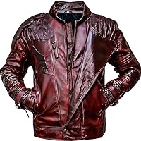 Galaxy 2 Guardians Starr-Lord Maroon Faux Leather Jacket Superhero Costume