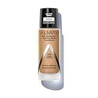 Almay Skin Perfecting Comfort Matte Foundation, Hypoallergenic, Cruelty Free, -Fragrance-Free, Dermatologist Tested Liquid Makeup, Warm Cashew, 1 Fluid Ounce