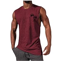 Men's Gym Workout Tank Tops Swim Beach Shirts Summer Sleeveless Training T-Shirt Muscle Bodybuilding Athletic Clothes Wine