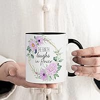 Mom Birthday Gifts The Earth Laughs in Flower Coffee Mugs 11oz Greenery Floral Wreath Porcelain Coffee Mugs Cups Exercise Coffee Tea Cups for Milk Cafe Hot Chocolate Water