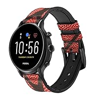 CA0006 Basketball Leather & Silicone Smart Watch Band Strap for Fossil Mens Gen 5E 5 4 Sport, Hybrid Smartwatch HR Neutra, Collider, Womens Gen 5 Size (22mm)