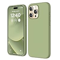 Compatible with iPhone 15 Pro Max Case, Liquid Silicone Case, Full Body Shockproof Protective Cover Slim Thin Phone Case with Soft Anti-Scratch Microfiber Lining, 6.7 inch-Tea Green
