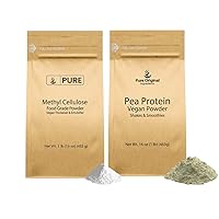 PURE ORIGINAL INGREDIENTS Pea Protein Powder & Methylcellulose Bundle (1lb) Thickeners, Food Grade
