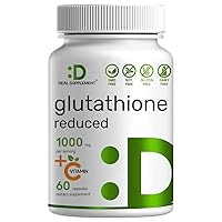 Glutathione Supplement 1,000mg Per Serving | 60 Capsules, Plus Vitamin C 500mg, Active Reduced Form (GSH) – Supports Detoxification* & Immune Health