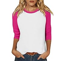 Womens Three Quarter Sleeve Tops,3/4 Sleeve Tops for Women Raglan Round Neck T Shirts Trendy Casual Summer Tops Basic Holiday Tops Skorts for Women Dressy Casual