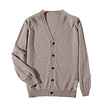 Spring Autumn Men's Cashmere Knitted Cardigan V-Neck Jacket Wool Sweater Casual Base Coat Wild Solid Color Top