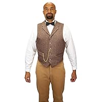 Historical Emporium Men's Single Breasted Herringbone Tweed Dress Vest