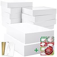 12 White Extra Large Gift Wrap Boxes Bulk with Lids, 12 Tissue paper and 80 Count Foil Christmas Tag Stickers for Wrapping Oversized Clothes (Robes, Sweater, Coat, Shirts) and Xmas Holiday Present