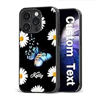 Customized for iPhone 13/13 Pro Case with Flowers and Butterfly,White Daisy Flower Pattern Print Shockproof Anti-Scratch Protective Stylish Slim Cover Hybrid Hard Back Soft Rubber Phone Cases