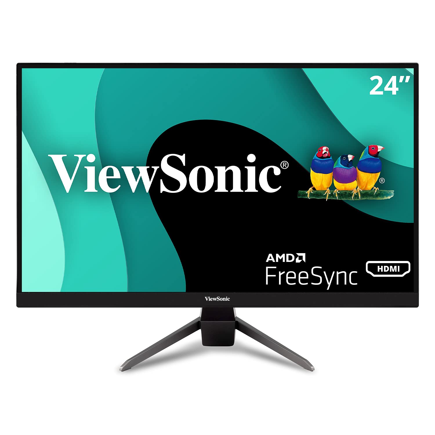 ViewSonic VX2467-MHD 24 Inch 1080p Gaming Monitor with 75Hz, 1ms, Ultra-Thin Bezels, FreeSync, Eye Care, HDMI, VGA, and DP, Black
