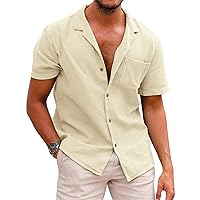 COOFANDY Men's Hawaiian Floral Shirts Cotton Linen Button Down Tropical Holiday Beach Shirts