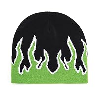 Fire Flame Beanie (Pack of 1pcs) Baggy Slouchy Knit Rock Punk Ski Hat Skull Cap