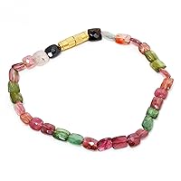 Genuine Bi-Tourmaline Fancy Beads Strand Necklace- 7