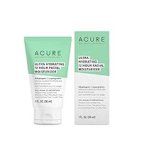 Acure Ultra Hydrating 12 Hour Facial Moisturizer - Intense Morning Moisture for Dry Dull Skin - Infused Blend of Adaptogens Aswagandha & 7 Supergreens - All Natural Vegan Cream Formula - 1 Fl Oz