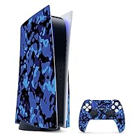 MightySkins Gaming Skin for PS5 / Playstation 5 Bundle - Blue Modern Camo | Protective Viny wrap | Easy to Apply and Change Style | Made in The USA