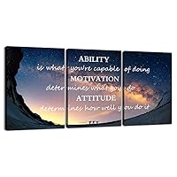 3 Panels Successful Inspirational Posters Quotes Wall Art Ability Modern Motivational Painting Picture Prints on Canvas Artwork Motto for Office Bedroom Decor Living Room Home Decor (16”Hx36”W)