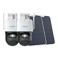 REOLINK Trackmix with Solar Panel - Security Cameras Wireless Outdoor, 360° Pan Tilt, Auto Tracking Auto Zoom, Solar Powered with 2K Color Night Vision, 2.4/5GHz WiFi, Local Storage (2 Pack)