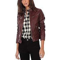 Women's Shaded Brown Lambskin Genuine Leather Moto Biker Jacket