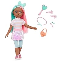 Glitter Girls – 14” Posable Fashion Doll – Colorful Hair & Brown Eyes – Pierced Ears, Jewelry & Accessories – Pink & Blue Outfit – 3 Years + – Jas