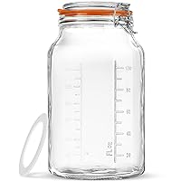 Folinstall Large Glass Jar with Airtight Lid, 1 Gallon Large Mason Jar with Wide Mouth and Measurement Marks, Pickle Jar with Large Capacity 128oz/4100ml, Great for Cookie, Suntea, kombucha, Kimchi