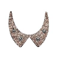 Stylish Detachable Blouse False Collar Sequins Beads Flowers Fake Collar Choker Peter Pan Necklace