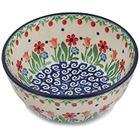 Authentic Polish Pottery Bowl 5-inch in Babcia's Garden Design Handmade in Bolesławiec Poland by Ceramika Artystyczna + Certificate of Authenticity