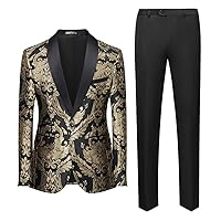 2 Pieces Paisley Men's Suit Tuxedo Blazer Formal Jacket Pants Set for Wedding Party,Dinner,Prom