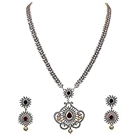 Necklace with Drop Earring For Women Girls Indian Traditional Chokar Jewellery Set Stone Necklaces Gold Plated Silver Plated Chain Haar haram Multipurpose Jewellery