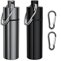 Small Pill Box,(2 Pack+2*Carabiner Clips) Keychain Pill Holder Portable Mini Travel Pill Container Metal Case Bottle with Keyring
