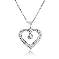 Mother's Day Gift For Her 1/10CTTW Diamond Heart Pendant in 10KT White Gold